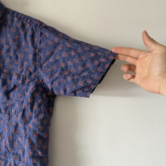 Peter Millar Short Sleeve Shirt Sz M Blue Button Up Fern All Over Print - Picture 5 of 12